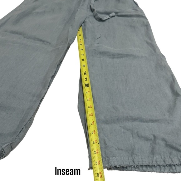 Cloth & Stone Slate Green 100% Linen Crop Drawstring Summer Pants Size XS - Picture 10 of 11
